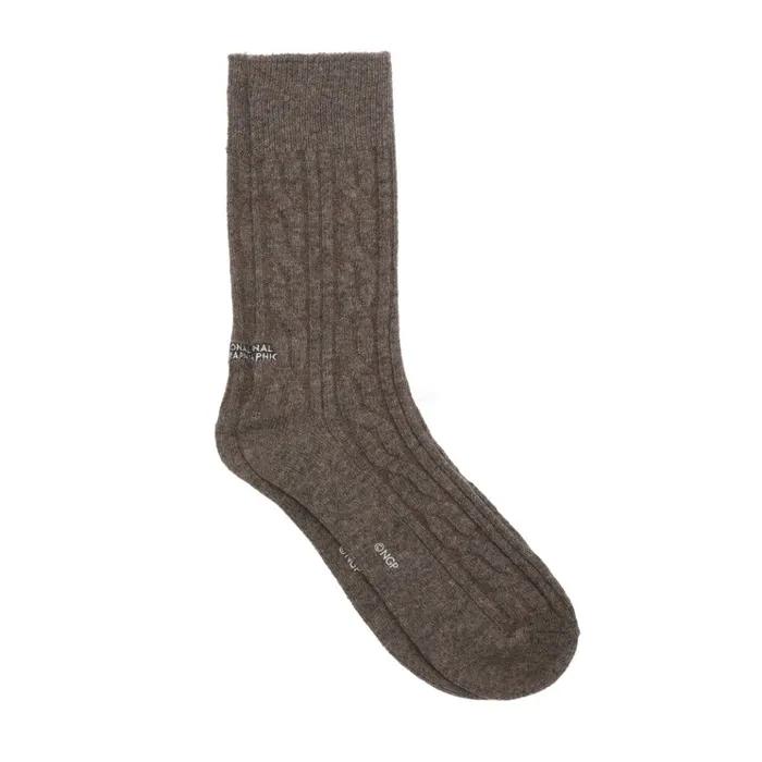 National Geographic N233ASO530 Cable Knit Socks BROWN