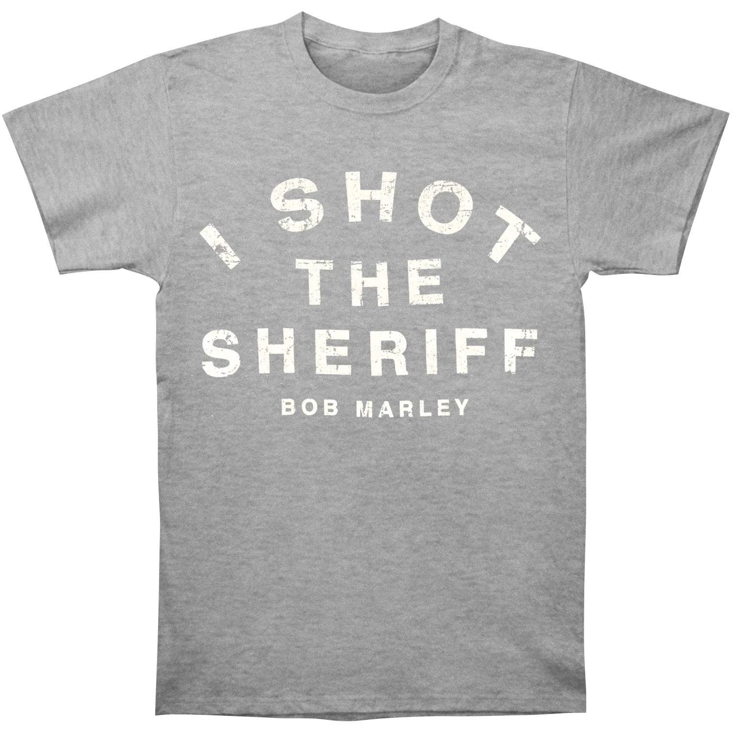 Men s Bob Marley Catch A Fire Sheriff Slim Fit T-shirt Small Charcoal S