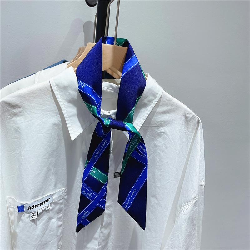 Bufanda de Bolso para Mujer Bufanda de Seda Sarga Bufandas Finas para Señora Diseño de Cinta Cruzada Toalla de Muñeca Foulard Pañuelo de Cuello Cinta para la Cabeza