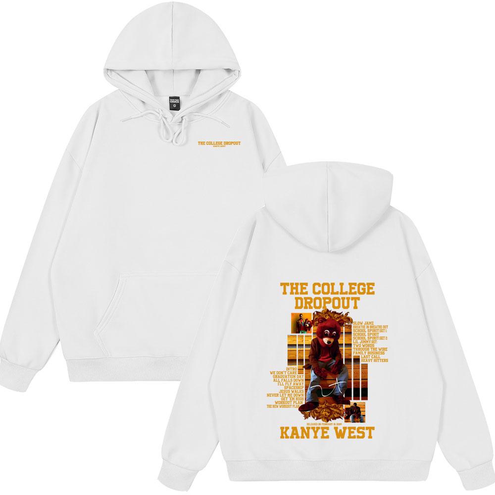 Rapper Kanye West The College Dropout Bear Graphic Hoodies Summer New Style Clothing Hip Hop Oversized Streetwears Spring Wears
