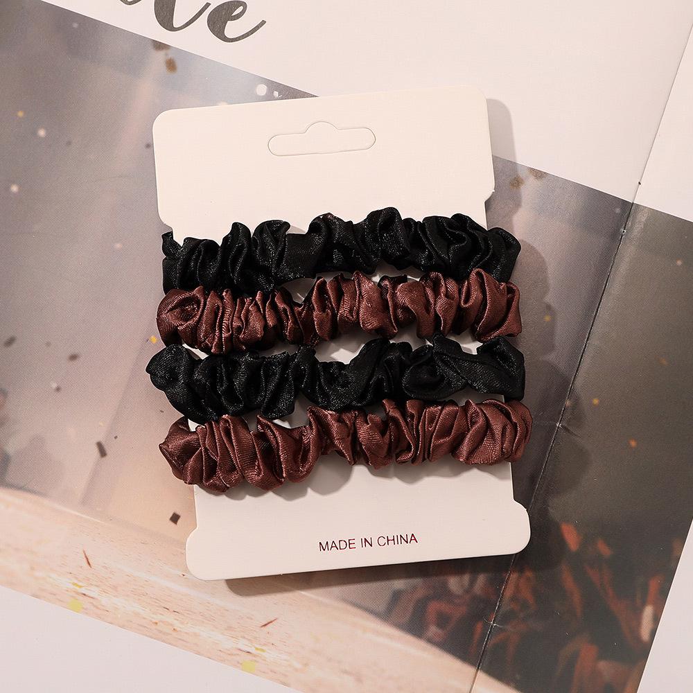 Cross-border Satin Hair Tie & Headband Set - Pig Intestine Style, Simple Ponytail, Leather Bun Tie