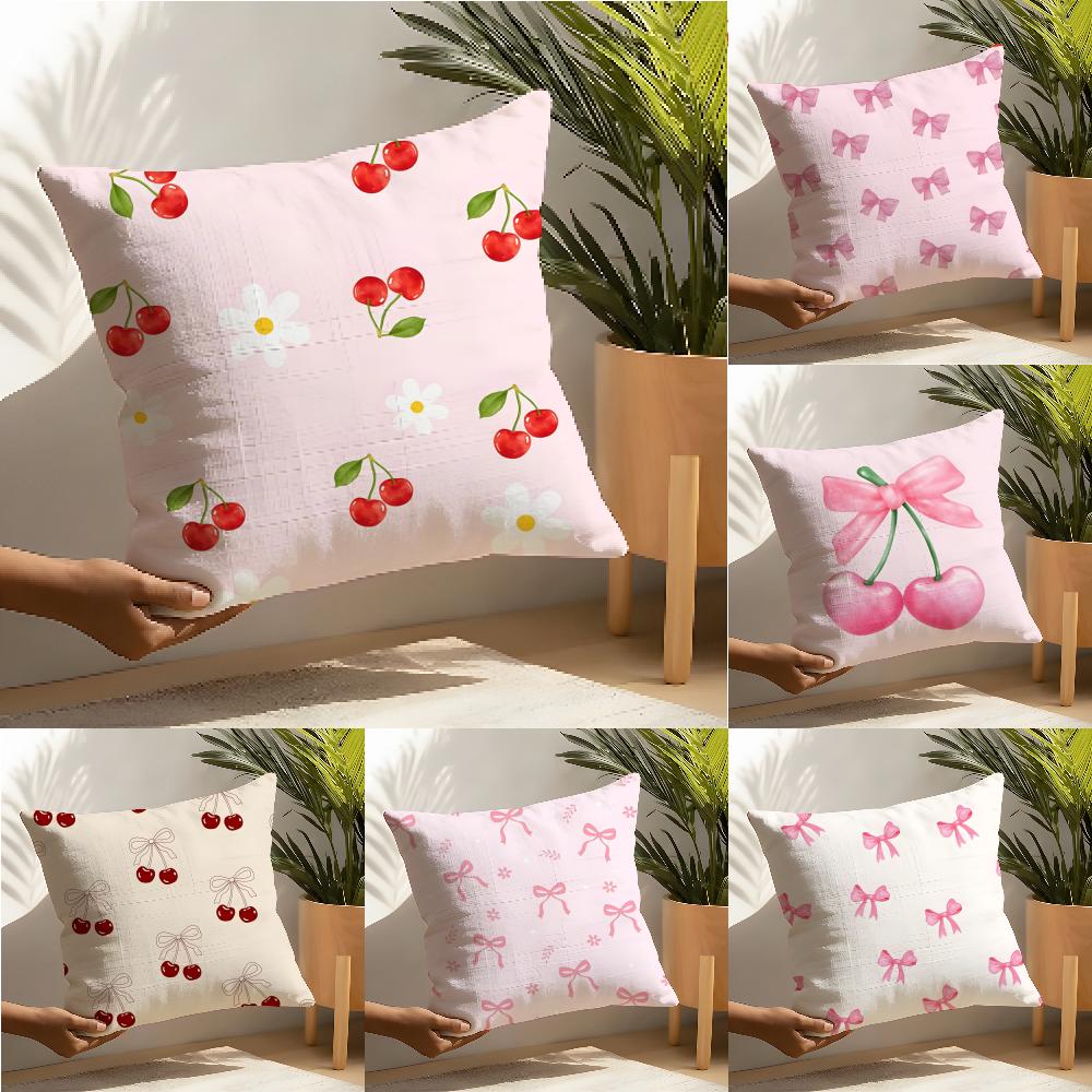 Federa Cuscino Fiore di Ciliegio Rosa Decorazione Soggiorno Federe in Lino Copricuscino