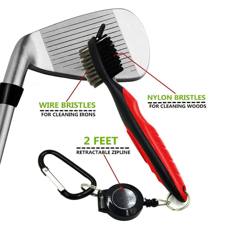 

Выдвижной двухсторонний инструмент для чистки аксессуаров для гольфа, очиститель пазов, щетка для гольф-клуба, зажим для сумки чёрный