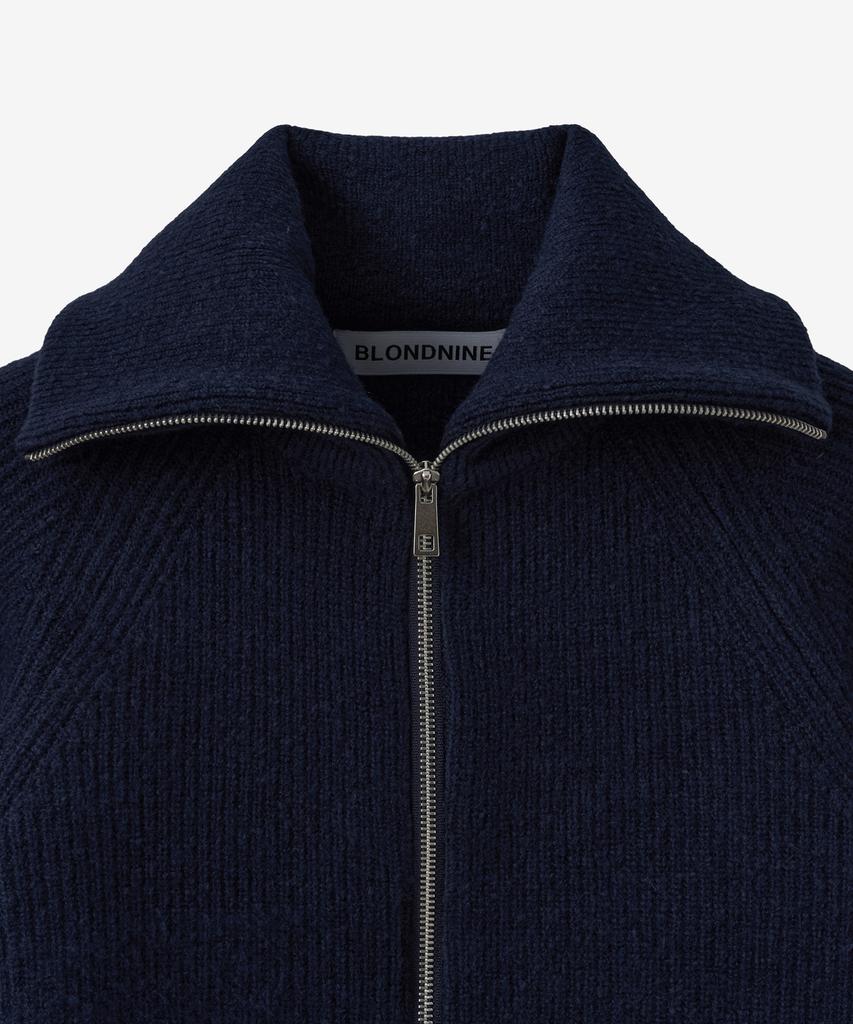 BLOND9 Volume Raglan Knit Zip-Up_Navy