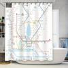 Cortina de Ducha Mapa de Metro Vintage Decoración Artística del Sistema de Transporte Revestimiento de Tela para Baño