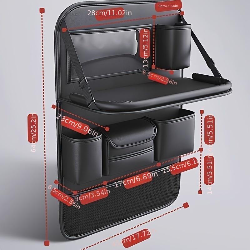 Car Backseat Organizer with Foldable Table Tray,Premium PU Leather Material,Compatible with Most Vehicles,Inner Car Accessories