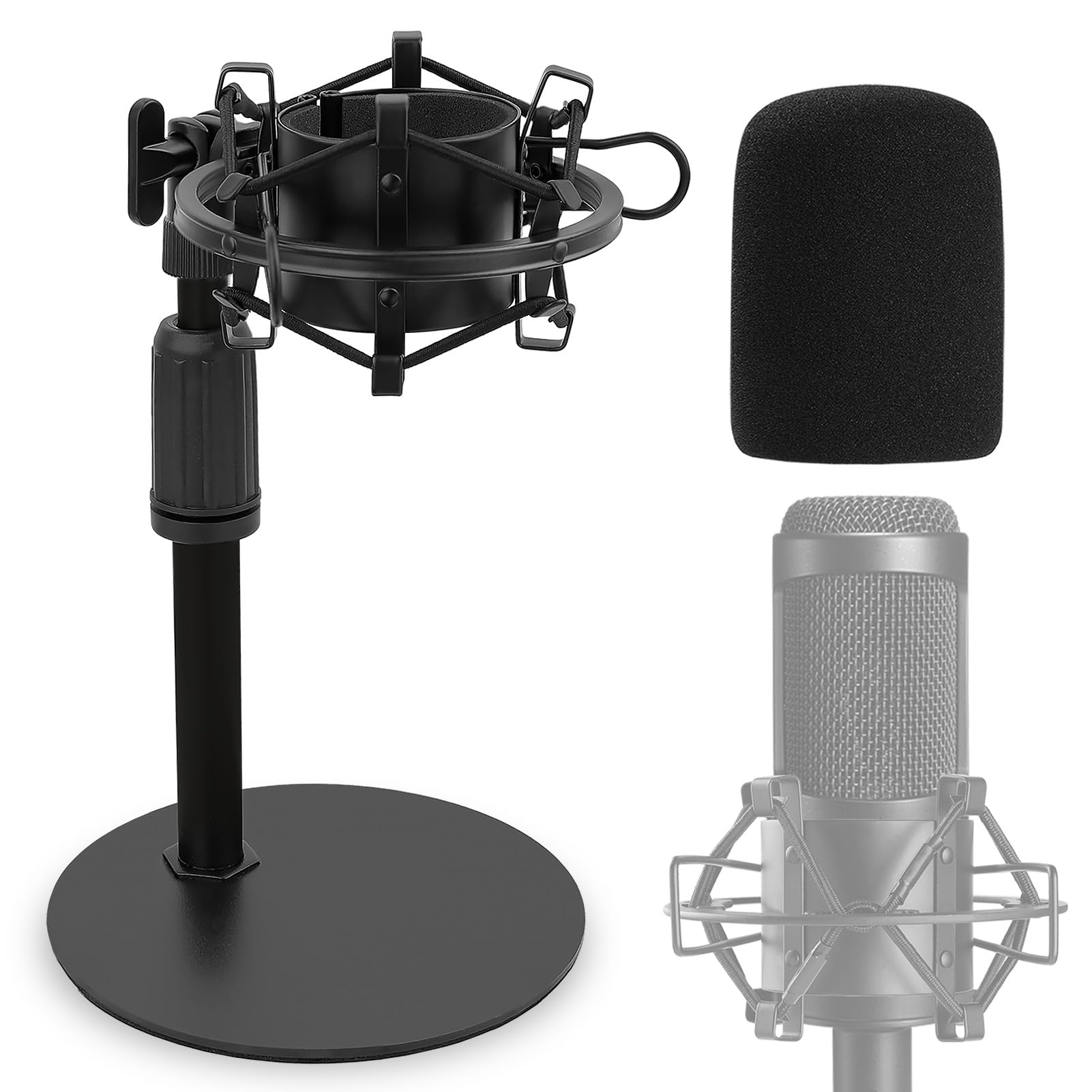 

Frgyee Upgraded AT2020 Desktop Microphone Stand with Shock Mount for AT2020, AT2020USB+, AT2035, and ATR2500 Condenser Microphones