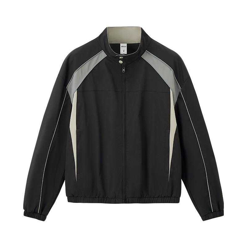 Mens Retro Sporty Cycling Jacket Wide-Leg Pants Set - Streetwear Style Stand Collar Zip Front Loose Fit