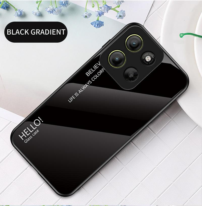 Gradient Tempered Glass Protect Case For Moto G15 G05 G85 G35 E15 G24 Edge 60 Fusion 60s 50 Neo 50 Pro 40 30 Ultra Glossy Cover