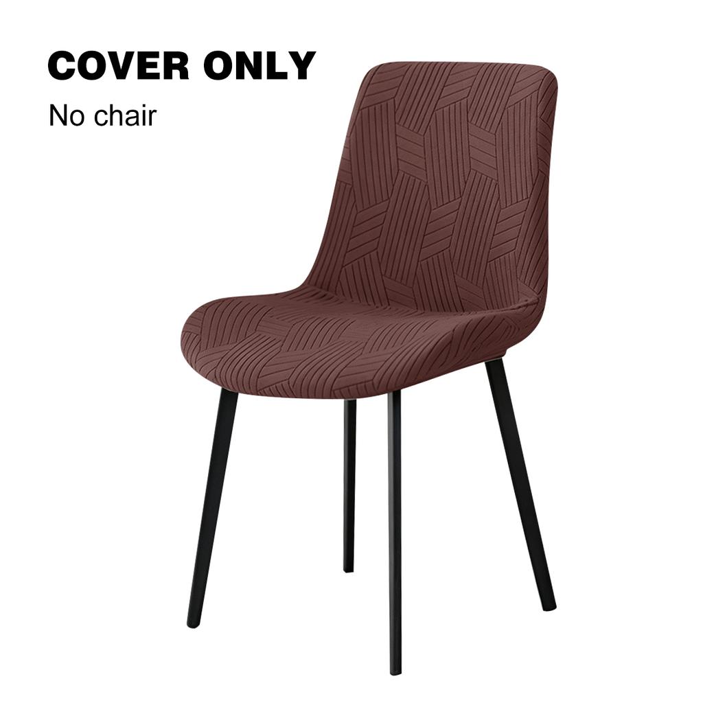 Solid Color Curved Chair Cover Jacquard Dust-proof Dining Seat Slipcovers Home Stretch Chair Covers for Hotel Wedding Party