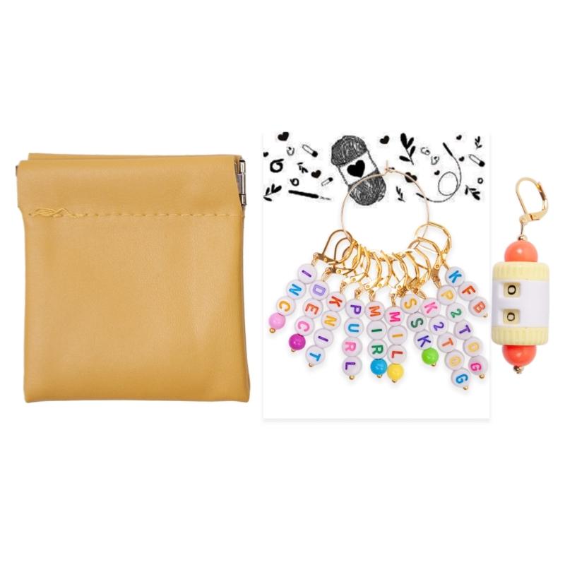 10 шт. Бусины-буквы, Маркеры для вязания, Подвески со счетчиком рядов, Маркеры стежков для вязания крючком, Вязания спицами, Плетения жёлтый