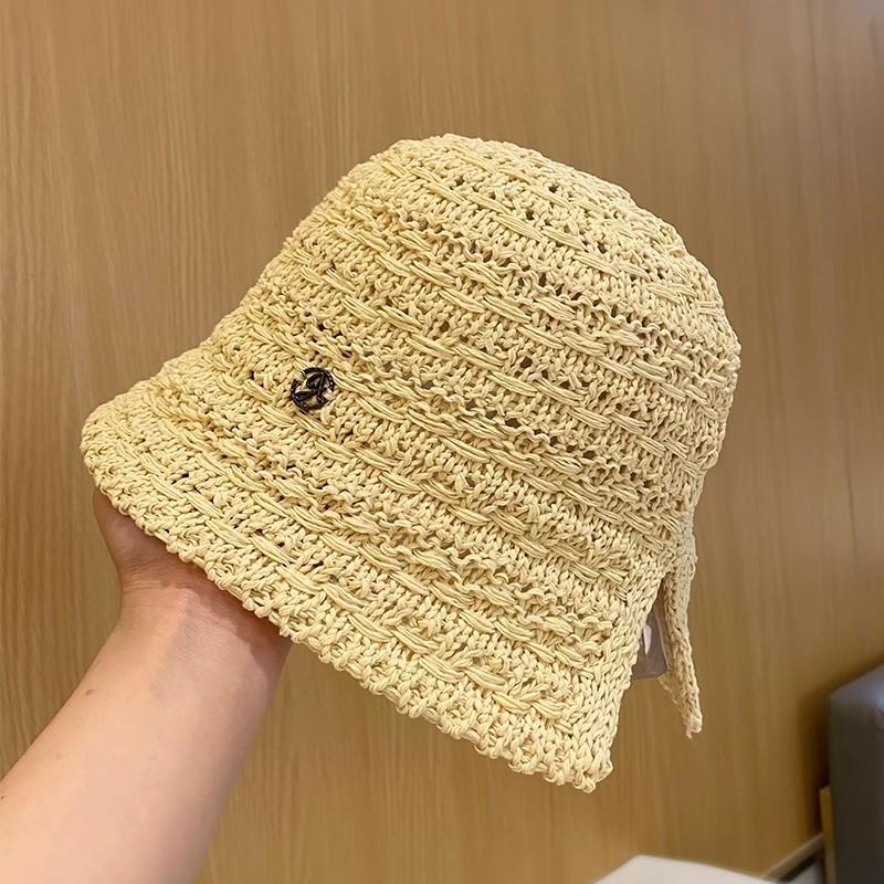 Women's Summer Colorful Knitted Bucket Hat - Fashionable, Hollow Design, Versatile, Sun Protection for Outdoor Travel