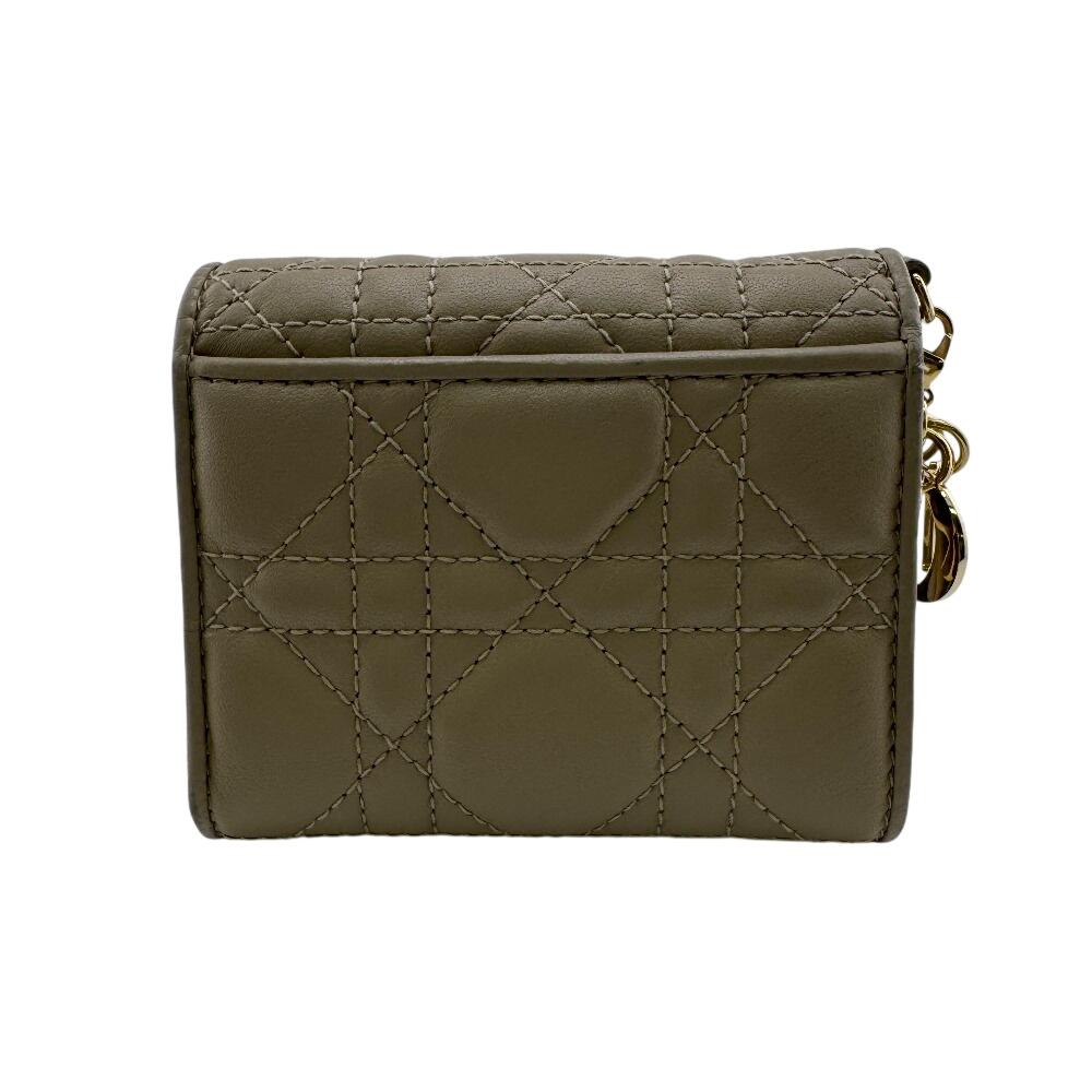 Dior Canage leather Lady Dior Bifold Wallet Brown leather Women Used