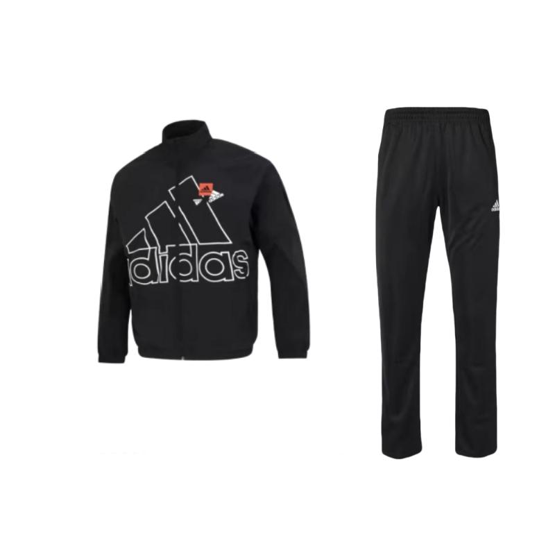 

Adidas Large Logo Retro Woven Jacket And Mid-Waist Long Pants Casual Sports Set Men sets Black TR30P-BW+HP1433 M