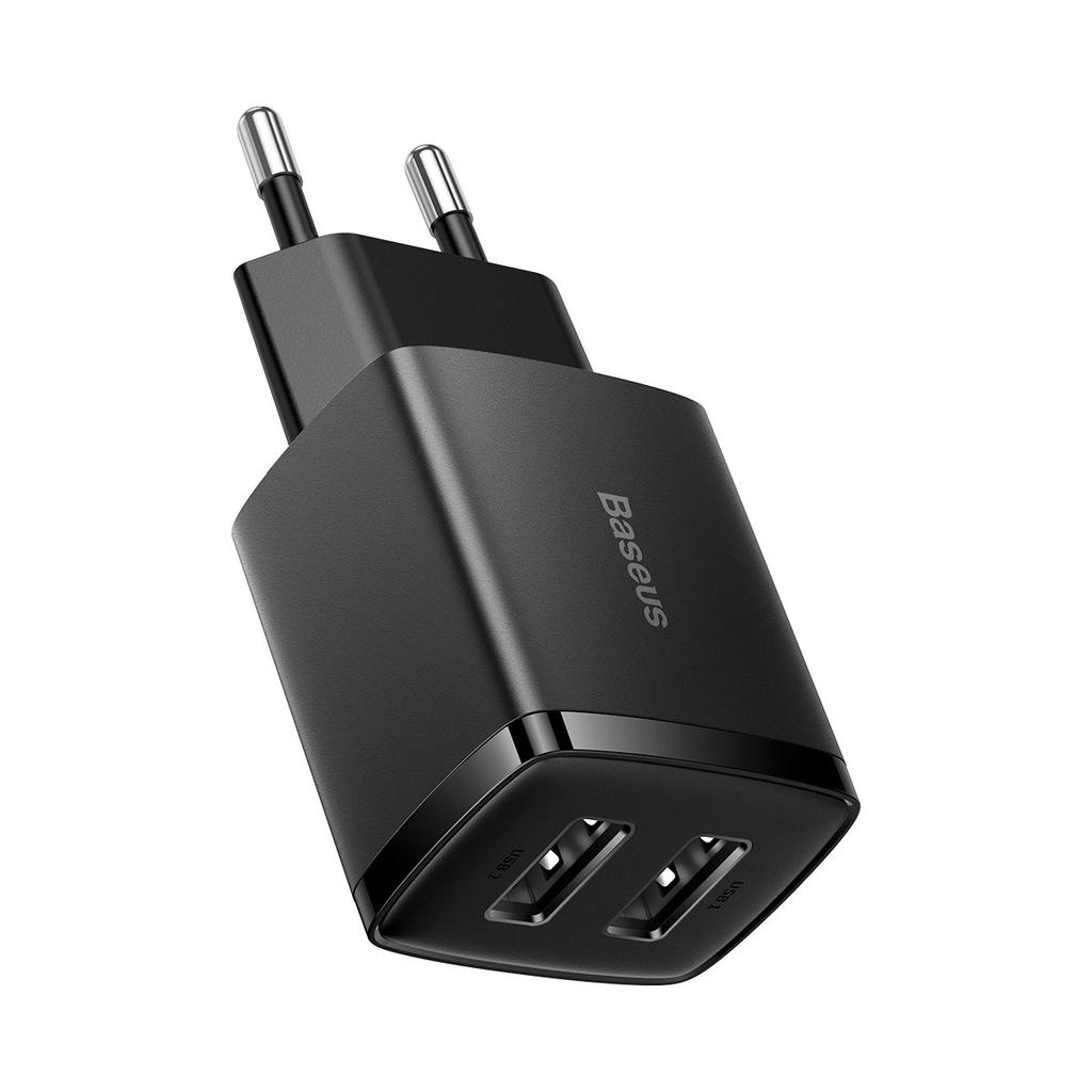 Kompaktiškas 2x USB 105W juodas sieninis įkroviklis