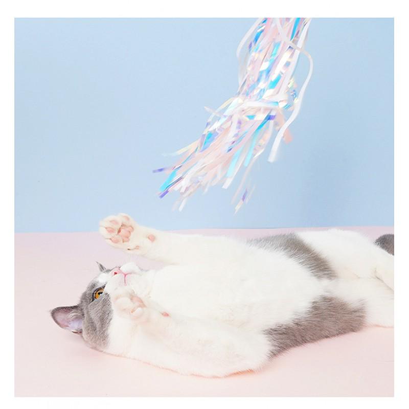 Cat Wand Toy With Feather Bell Interactive Play Durable Plastic Teaser Stick Boredom Relief Dental Care
