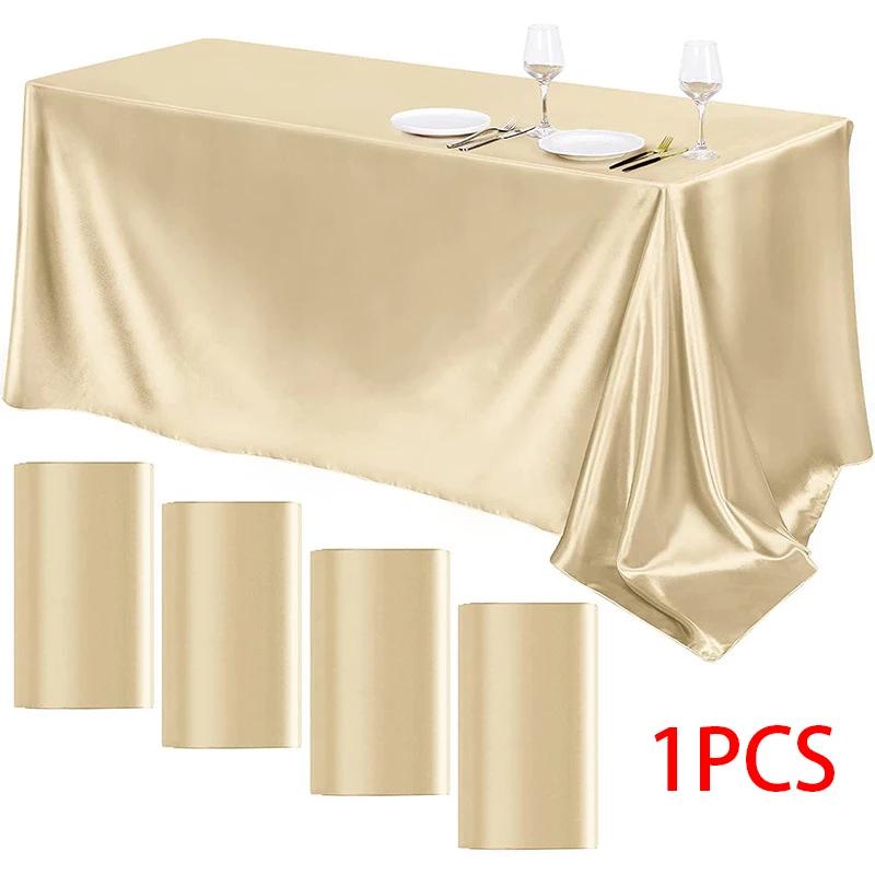Rectangle Wedding Satin Large Tablecloth Bright Smooth Silk Table Cover Anniversary Dining Party high-end Table Decor