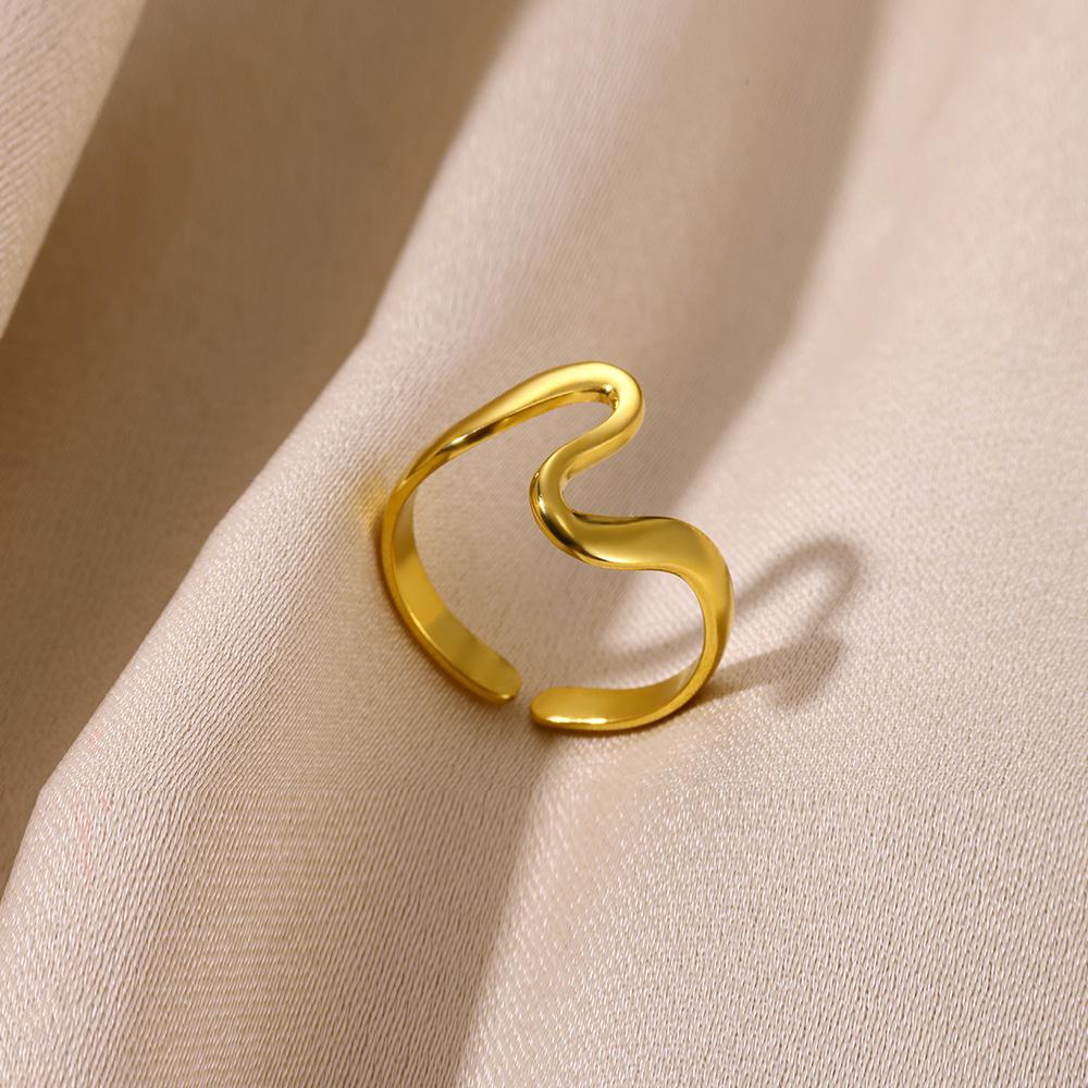 Stainless Steel Multi-Layer Hollow Ring For Women Men Gold Color Broad Surface Finger Jewelry Anillos Couple Wedding Flower Gift