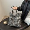 Trendy Khaki And White Leopard Print Large Capacity Tote Bag For Women 2024
