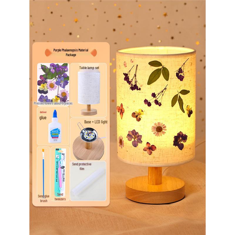 Dried Flower Embossed Table Lamp DIY Kit - Creative Gift for Team Building and National Day Festivities