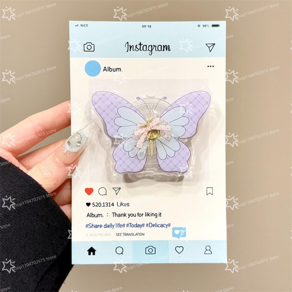 Korean Cute Rotate Butterfly Grip Tok Griptok Phone Holder  Stand Support For iPhone 15 Samsung Universal Accessories Holder