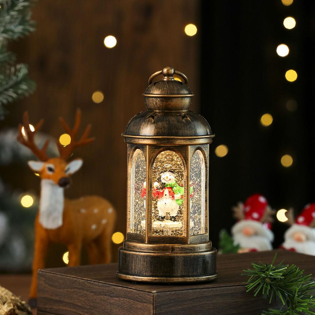 Christmas Lantern Music Box Night Light Vintage Table Decoration Holiday Gift, Non-Rotating Version