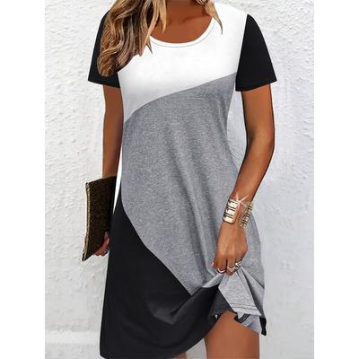 Elegant All-over Breathable Round Neck Short-sleeved T-shirt Dress