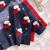 Schneeflocke Christma O-Ausschnitt Pullover Damenmode Langarm Herbst Winter Socken Print Strickpullover Chic Lady Jumper