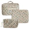 Floral Corduroy Toiletry Bag with Zipper Makeup Organizer Storage Bag Cosmetic Organizer Case for Women and Girls