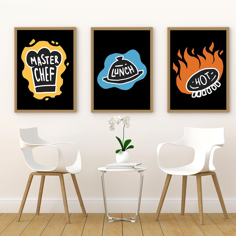 Cartoon Funny Fast Food Posters Master Chef Print Lunch Quote Canvas Painting Club Bar Shop Kitchen Wall Picture House Decor