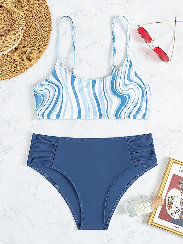 TS JYL-BK079 Solid Halter Swimsuit, Elegant Lace-Up Swimwear For Beach XL