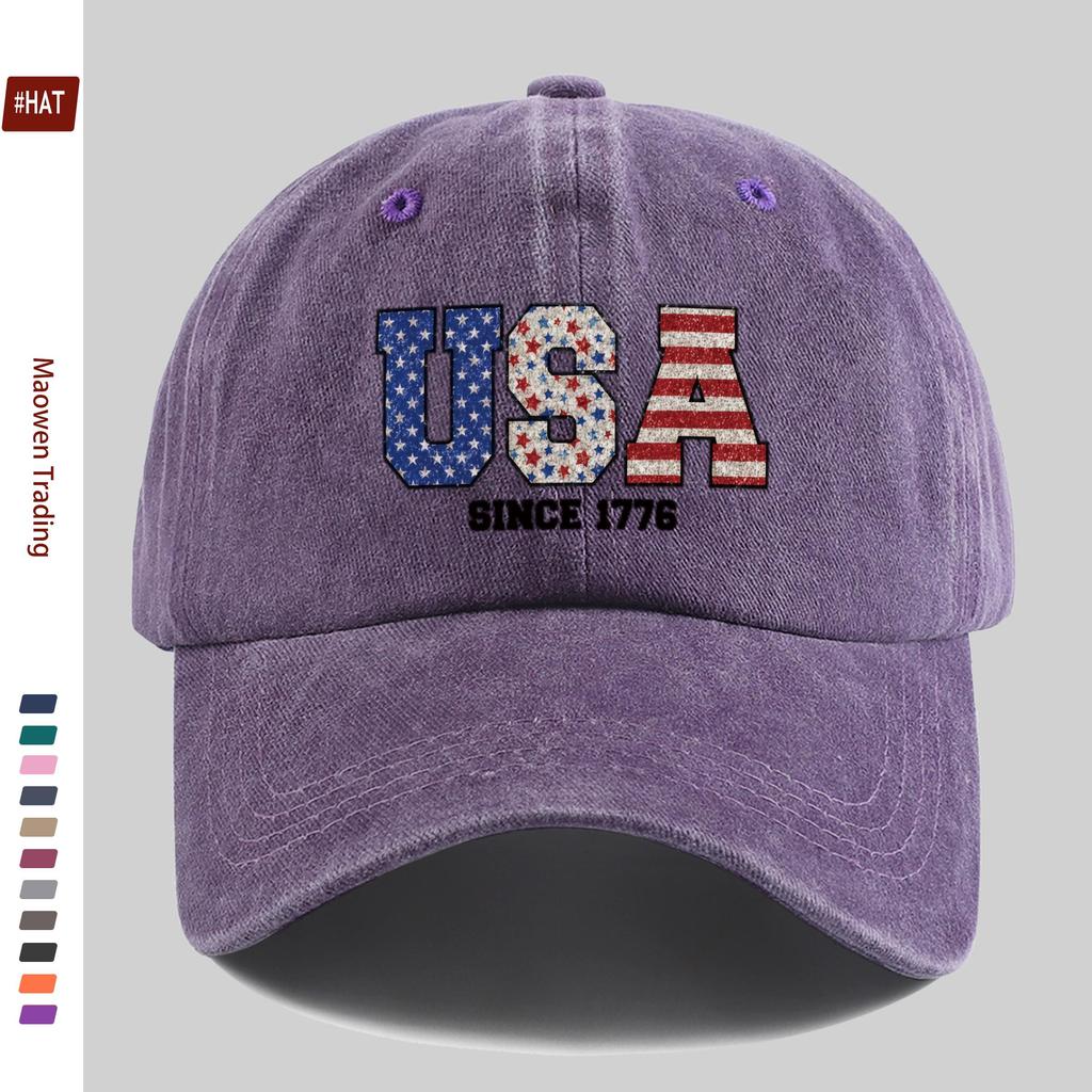 pc American Years of Freedom Star Pattern Print Baseball Cap Fashion Patriotic WomenS Daily Wear Design Sun Hat Comfo