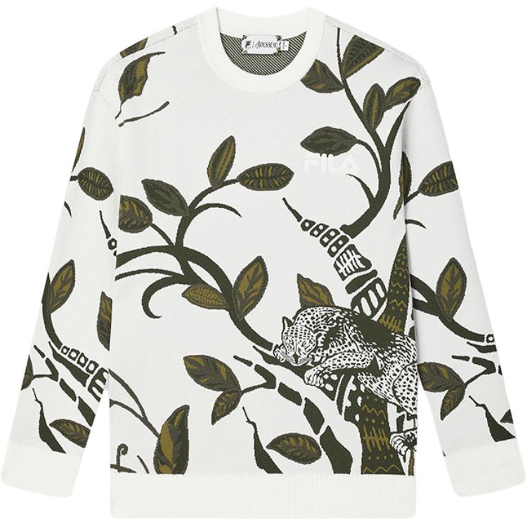 

Fila X Rousseau Серия Наследие Модный Повседневный Удобный Свитер Пуловер Вязаный с Принтом по Всей Поверхности Мужской свитер Белый Зеленый F11M448402F-ZA M