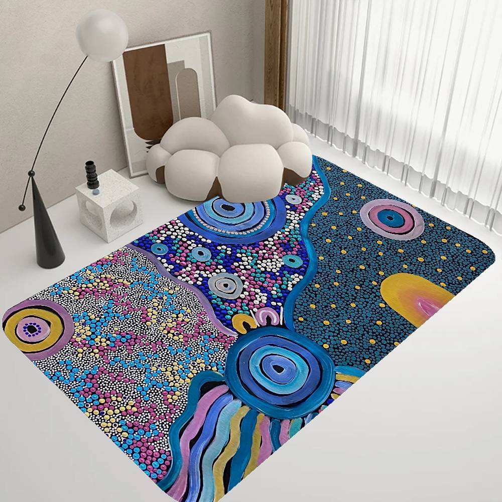 Australian Aboriginal Art Door Mat Washable Non-Slip Living Room Sofa Chairs Area Mat Kitchen Doormat Area Rug