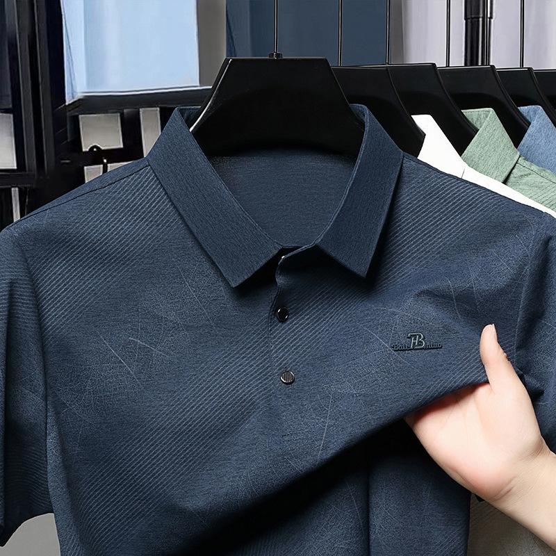 Polo tričko s krátkým rukávem klopa business volné prodyšné ležérní prémiové pánské tričko poloviční rukáv