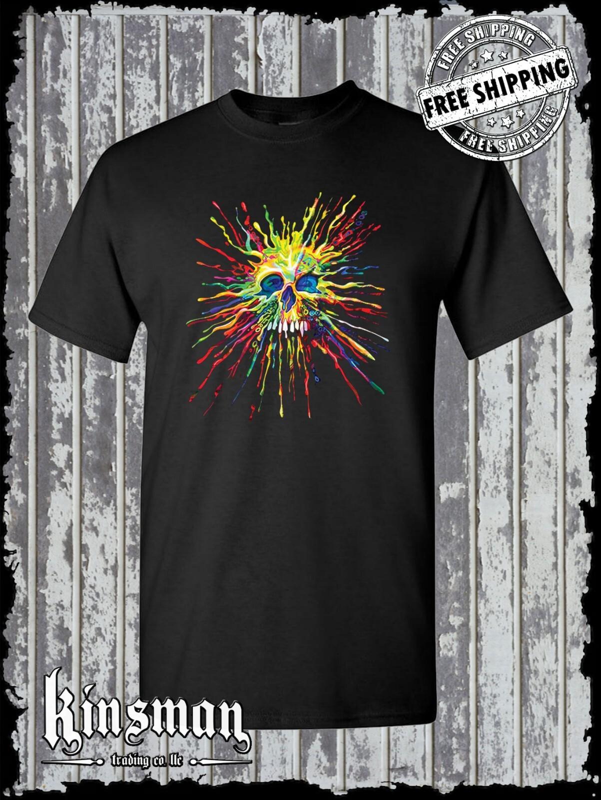 Liquid Blue Neon Splatter Skull T-Shirt S разноцветный