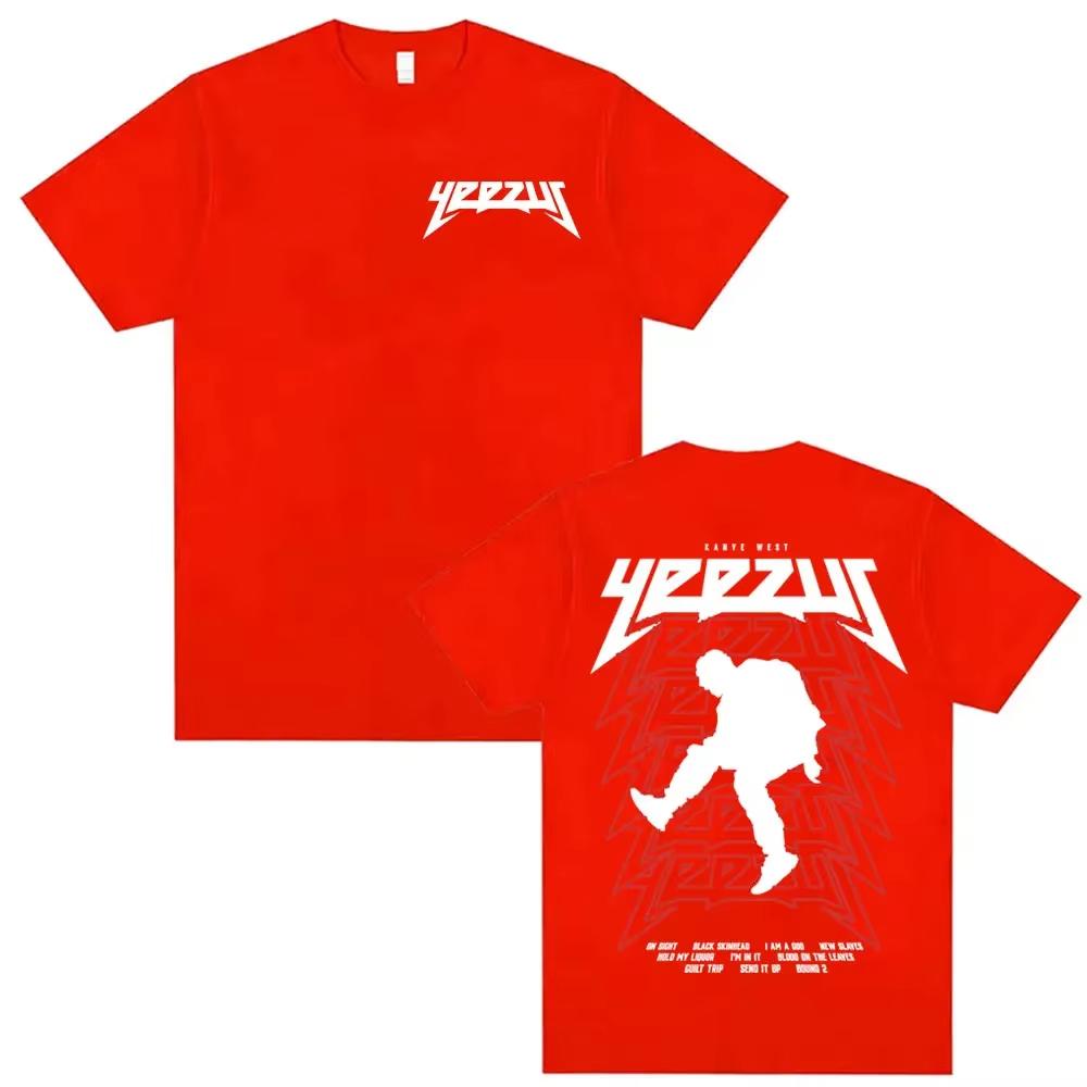 Rapper Kanye West Yeezus Tour Album Merch T Shirt Mens Clothing Hip Hop Harajuku Tshirt Unisex Casual Cotton Tshirt Streetwear