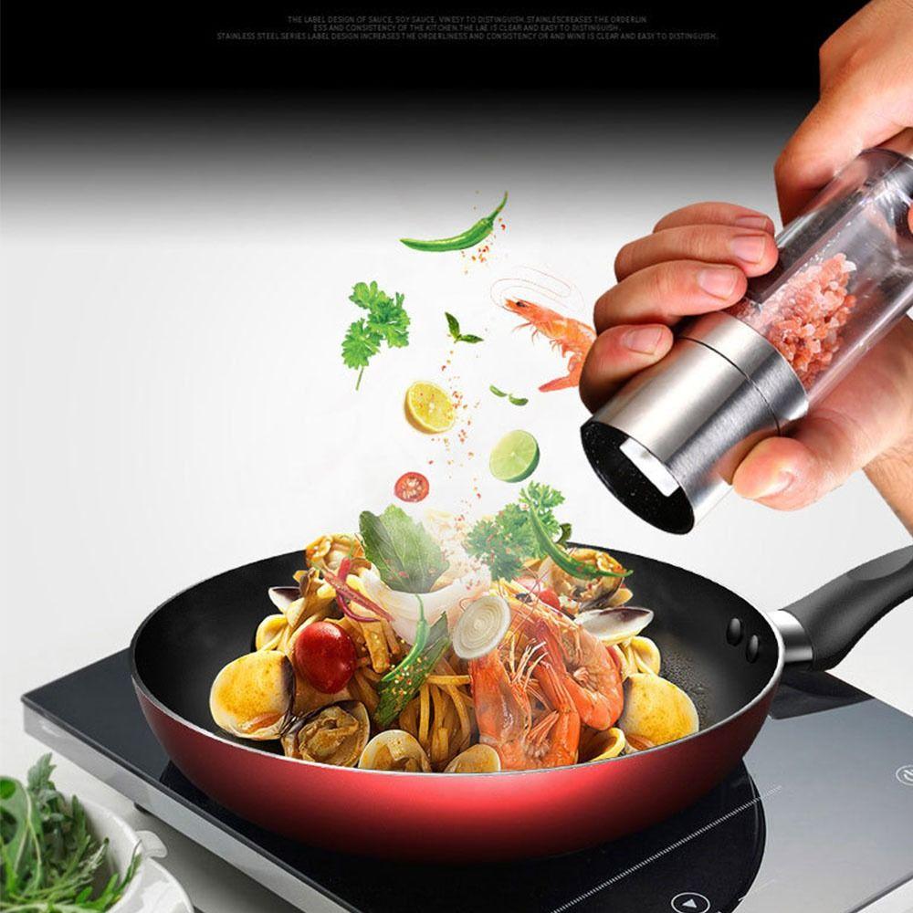 Refillable Sea Salt Spice Mill Double-head Pepper Mills Manual Pepper Grinder  Kitchen Gadgets