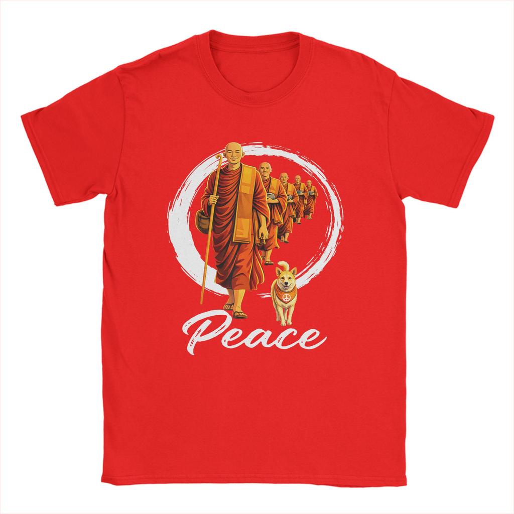 Walk for Peace Buddhists Monks Peace Aloka Dog TShirt Summer Cotton T Shirts Adult Fashion Tshirt ShortSleeve Streetwear Tops