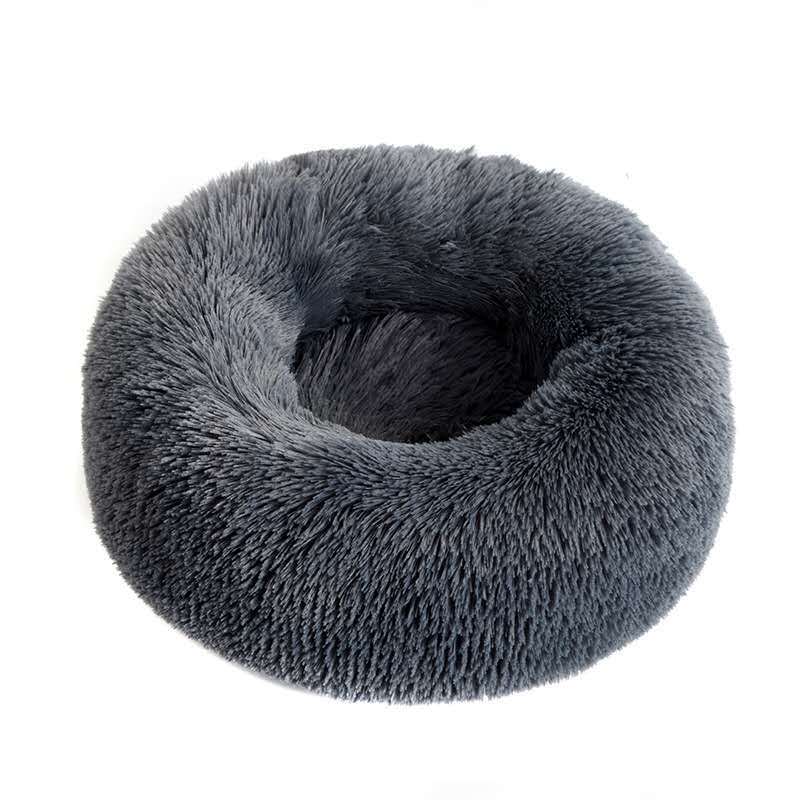 

Плюшевая круглая кровать для кошки, мягкая кровать для собаки, коврик, спальный мешок, лежак, кошачий домик, диван, корзина для маленькой, средней и большой собаки темно-серого