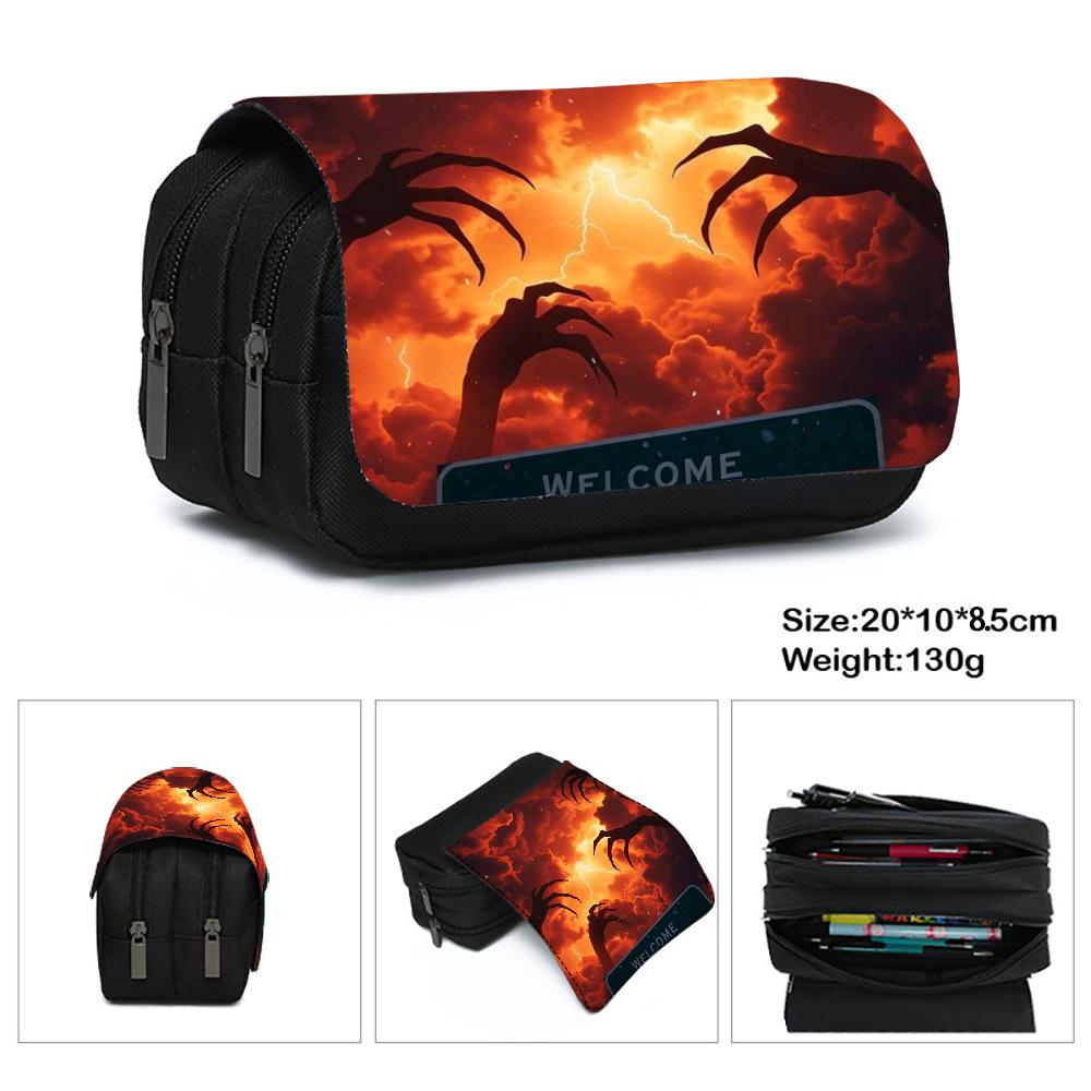 Stranger Things 5 Pencil Case, Large Capacity Multi-Layer Storage, Wear-Resistant Oxford Cloth Student Stationery Bag