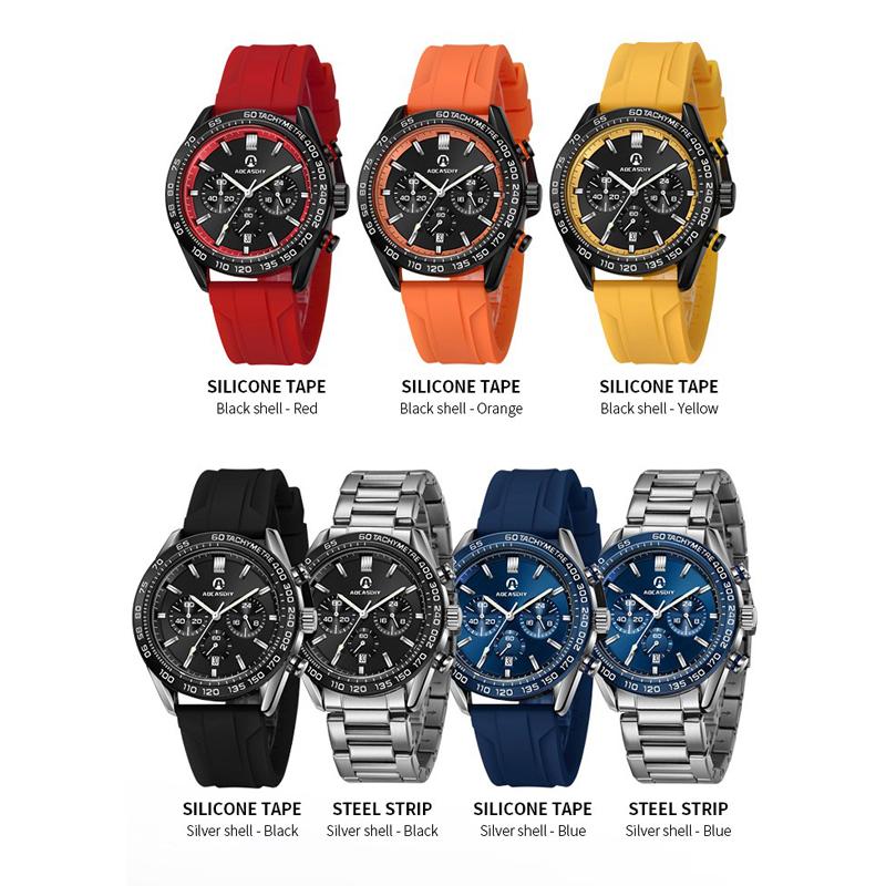 AOCASDIY ENDURANCE Sport Wristwatch Waterproof Quartz Mens Watch Movement Chronograph Casual Watch High Quality Clock for Men