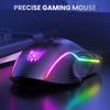 CW905 RGB Gaming-Maus Kabelgebunden mit RGB-Hintergrundbeleuchtung, 6 einstellbare DPI bis zu 6400, Ergonomische Gamer-Laptop-PC-Maus mit 7 programmierbaren Tasten