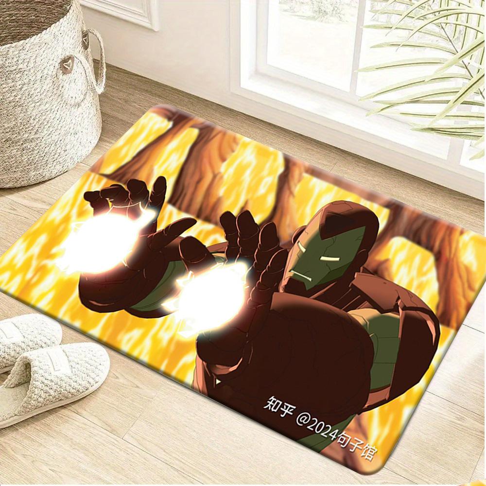 Authorized 1pc Cartoon Printed Rug, Spider- City Web Dynamic Pose Red Blue Battle Suit Classic Design Easy to Clean, Suitable