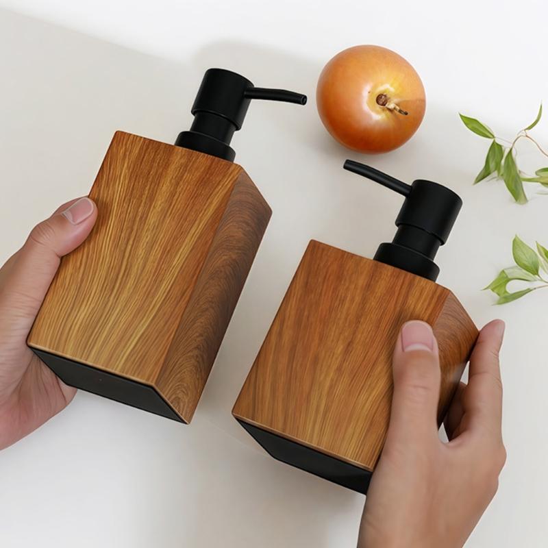 Elegant Wood Texture Resin Lotion Dispenser With Foam Pump For Shampoo Body Wash Hotel Homes Bathroom Essential
