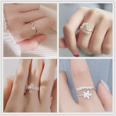 Adjustable Silver Ring for Women - Trendy, Simple Design, Fashionable Personality Piece Inspired by Internet Celebrities, 2022.