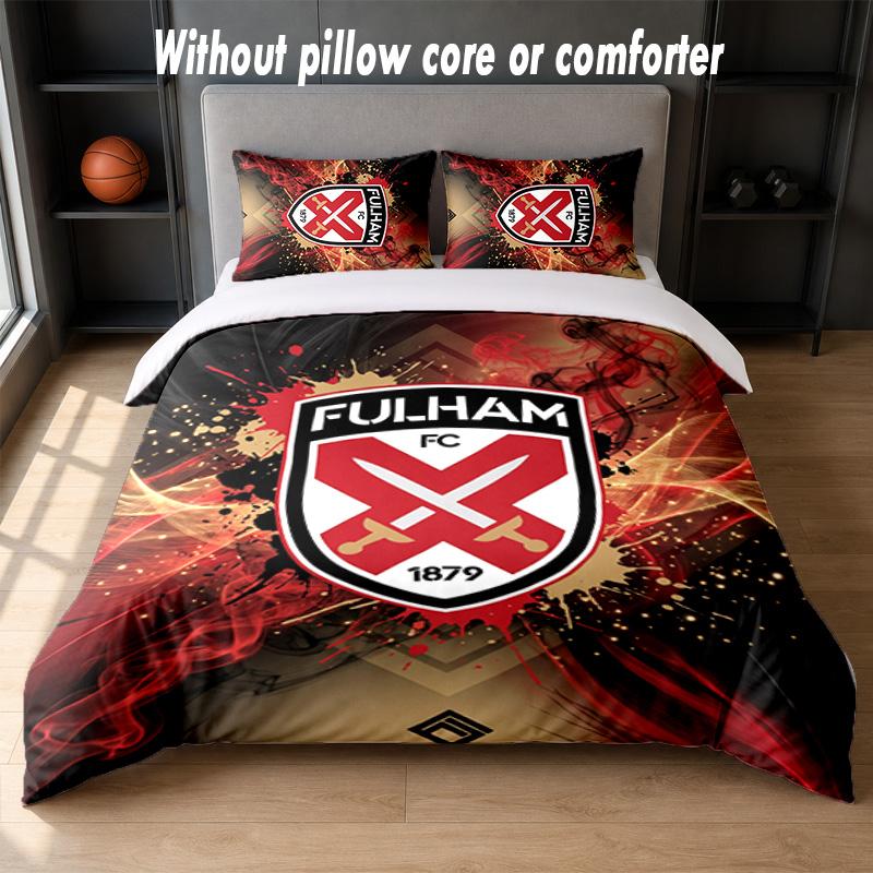 Fulham Voetbal Design Bed Beddengoed Set 1 Dekbedovertrek + 2 Kussenslopen Zacht Ademend Huishoudelijk Beddengoed
