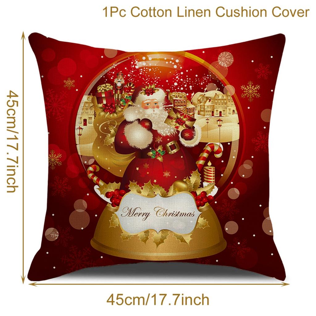 Christmas Cushion Cover Merry Christmas Home Decoration Santa Pillowcase Ornament Navidad 2023 Happy New Year 2024