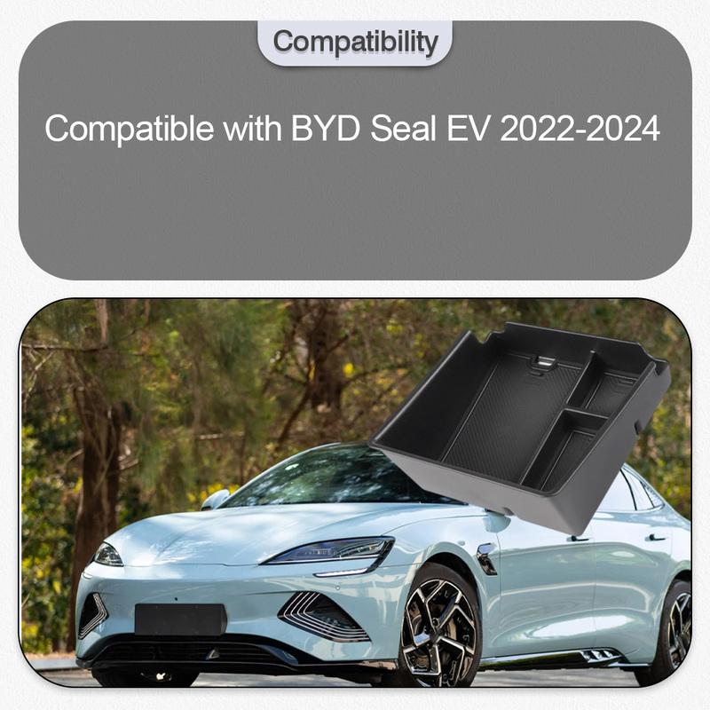For BYD Seal EV   2024 Center Console Armrest Storage Box With Mat Interior Accessories Car Storage Box Organizer Tray