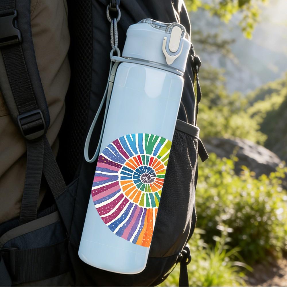 1PC Colorful Nautilus Shell Art 750ml Color Plastic Sports Water Bottle Leakproof Flip Straw Lid Suitable for Sports Office Home Use